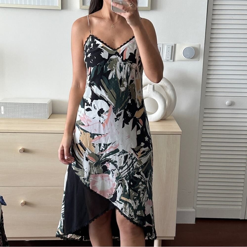 Club Monaco 100% silk floral slip dress